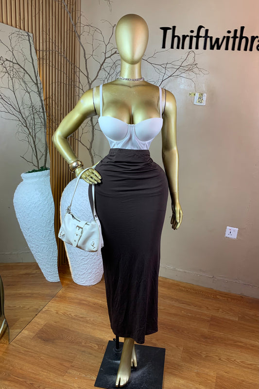 SIZE14 MSH33 CHOCOLATE BROWN SKIRT Length42