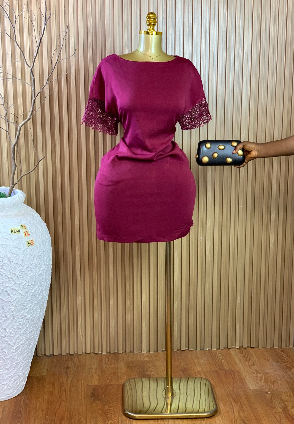KEMI21 SIZE12 Length35 burgundy corporate dress