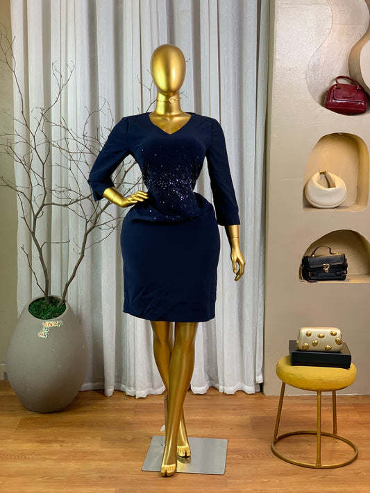 TIFE23 SIZE12 Navy blue DRESS Length44