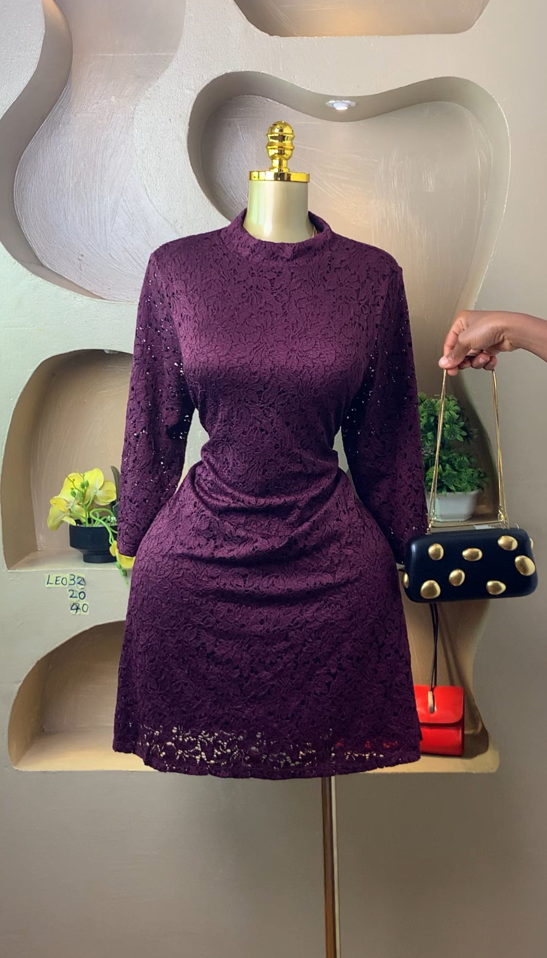 LEO32 DARKWINE DRESS SIZE20 Length40