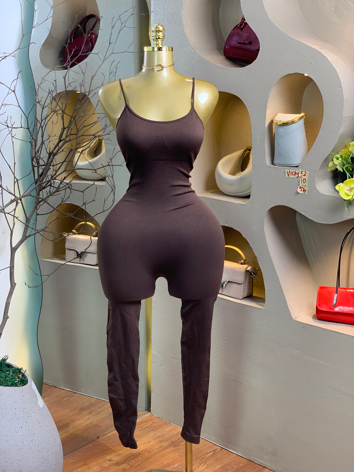 VICKY52 SIZE10 Brown jumpsuit Length54