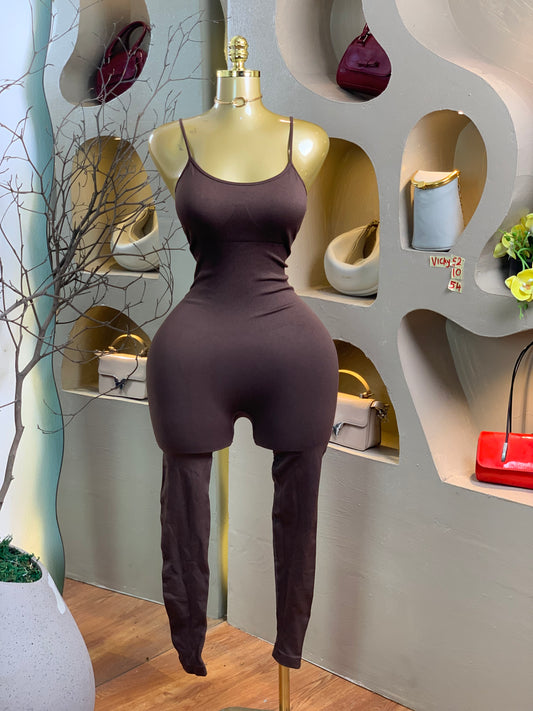 VICKY52 SIZE10 Brown jumpsuit Length54