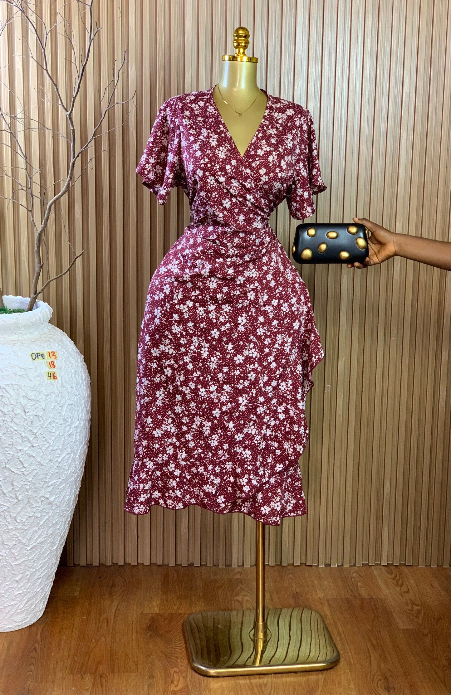 OPE13 SIZE18 Length46 wrap dress