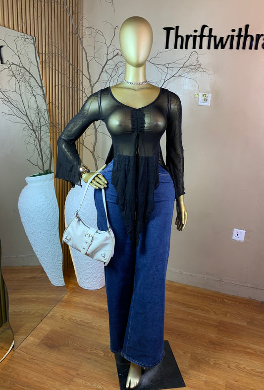 SIZE8 GIRL37 BLACK MESH TOP ONLY