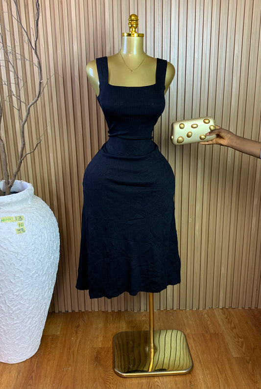 NINI13 SIZE10 Length47 black knit dress
