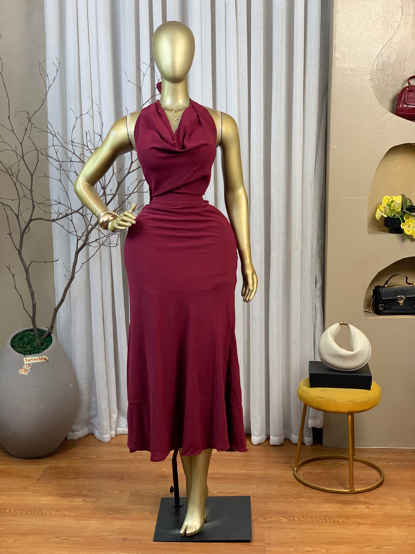 SASSY46 SIZE12 Burgundy DRESS Length58