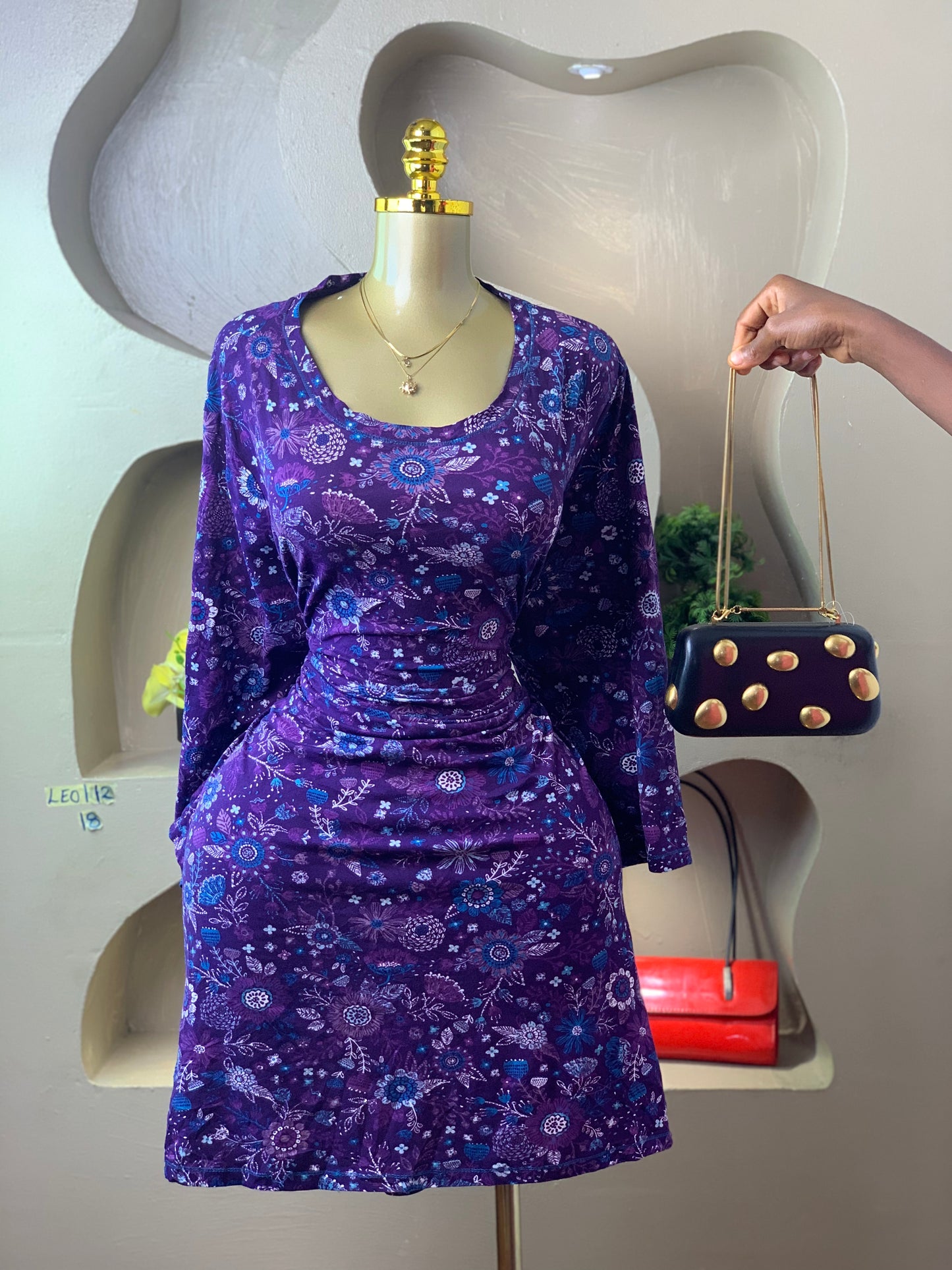 LEO112 FLORAL PURPLE DRESS SIZE18