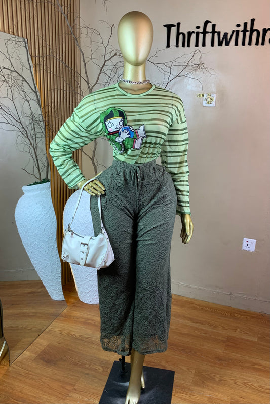SIZE14 MSH24 OLIVE GREEN PANT ONLY Lenght37