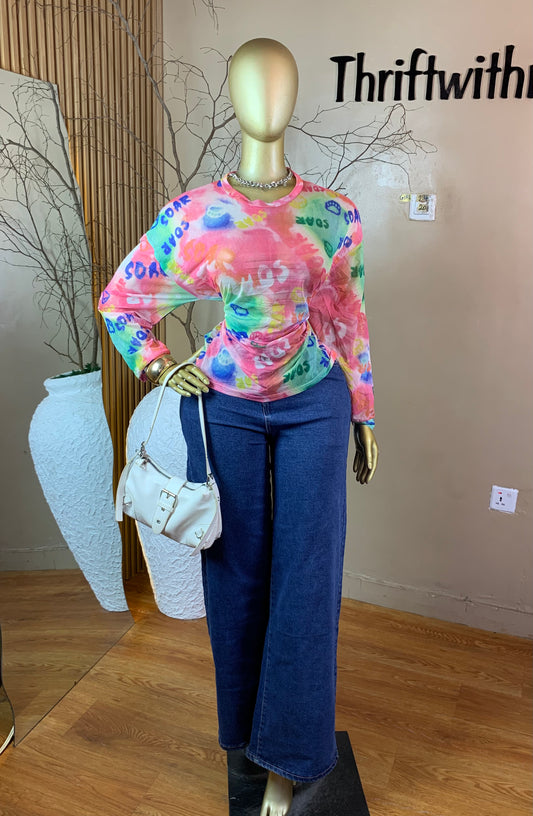 SIZE20 GIRL24 PINK MESH TOP ONLY