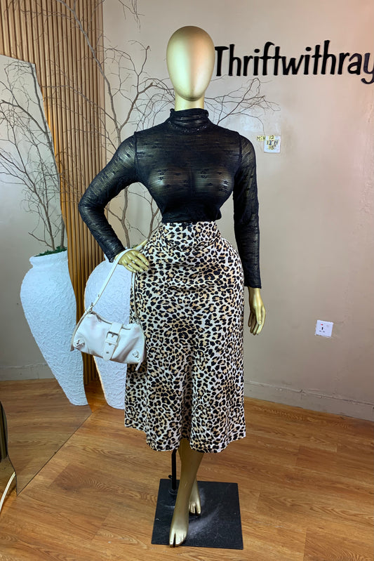 SIZE14 MSH12 ANIMAL PRINT SILK SKIRT ONLY Length33