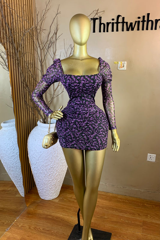 KEJI1 SIZE6 Length30 floral mesh dress