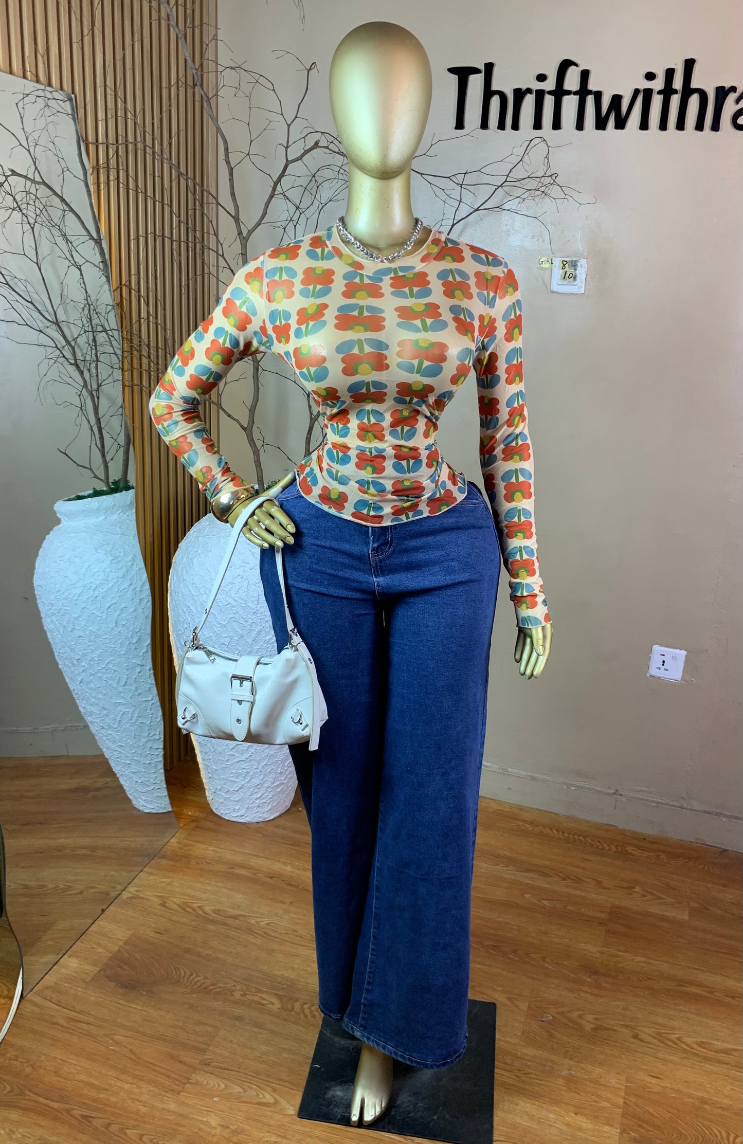 SIZE10 GIRL84 FLORAL MESH TOP ONLY