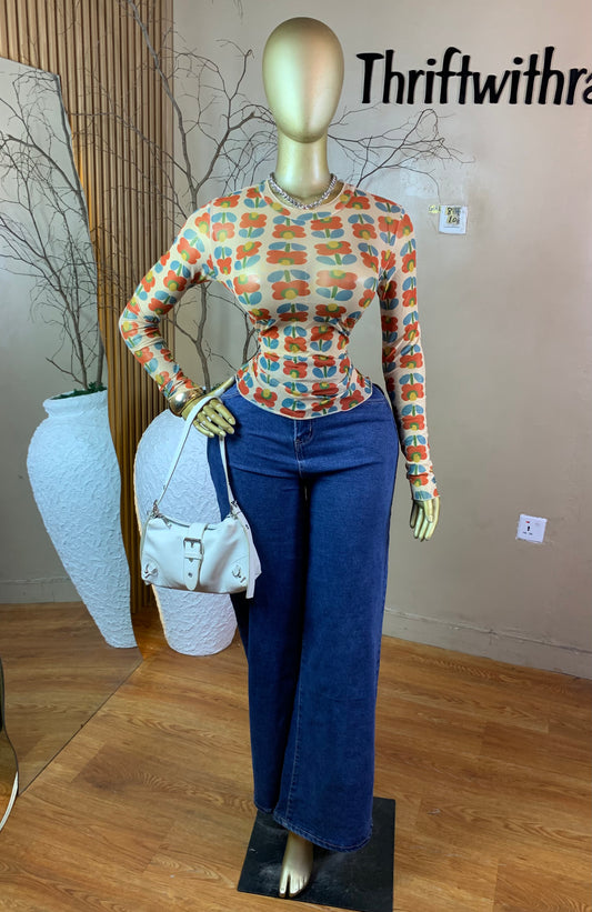 SIZE10 GIRL84 FLORAL MESH TOP ONLY