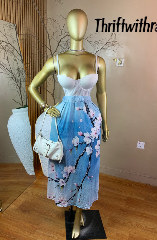 SIZE20 MSH77 FLORAL SKIRT ONLY Length38