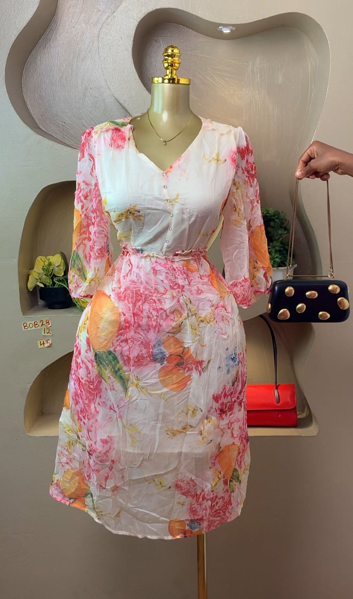 BOB28 SIZE12 Floral DRESS Length45