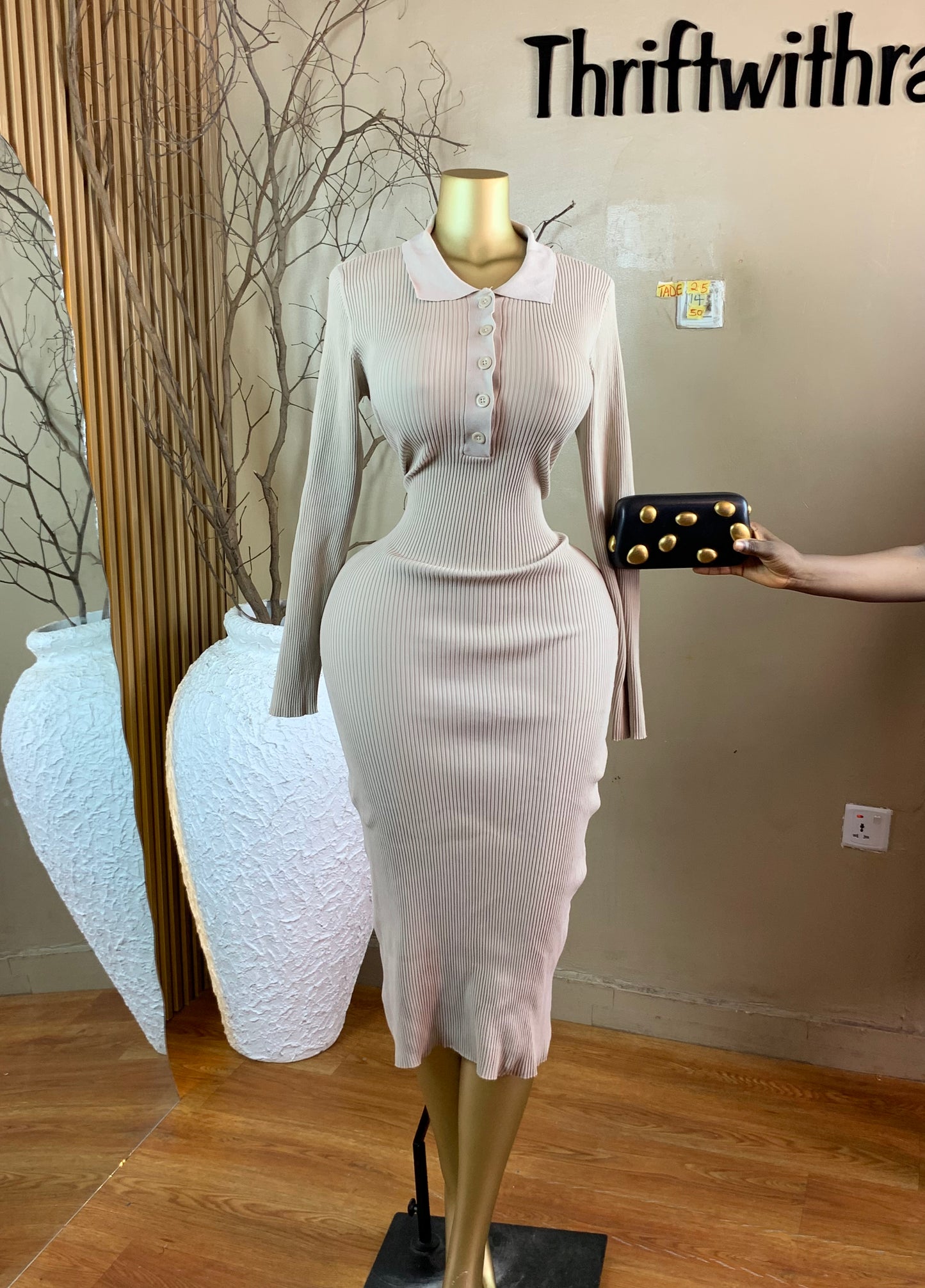 TADE25 SIZE14 Length50 Nude dress