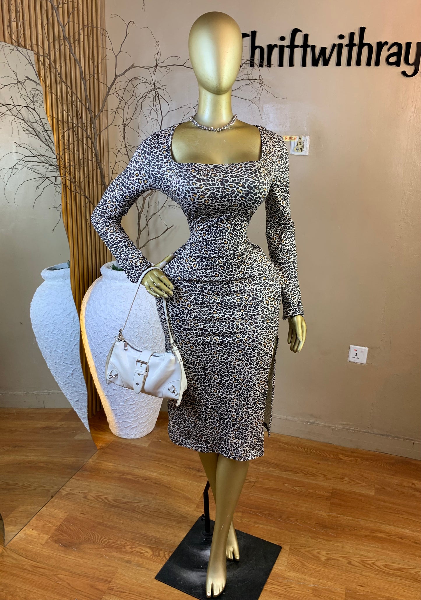 CRUNCH5 SIZE12 Length49 Animal print dress