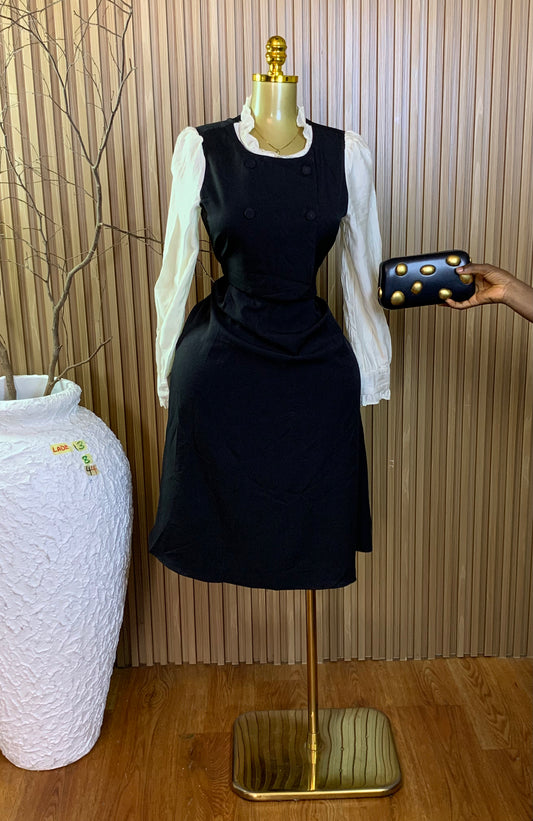 LADE13 SIZE8 Length44 Black&white corporate dress