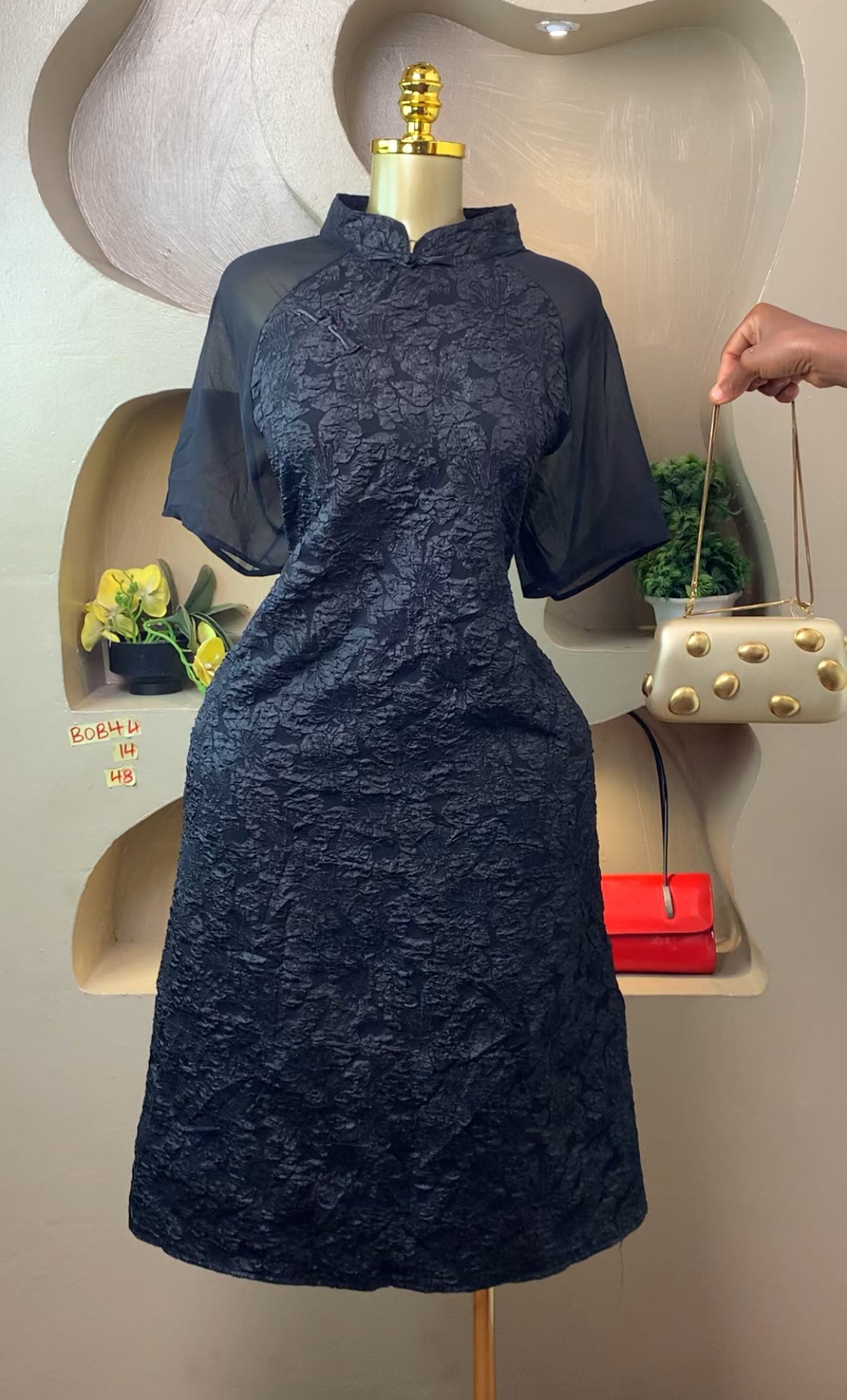 BOB44 SIZE14 Black DRESS Length48