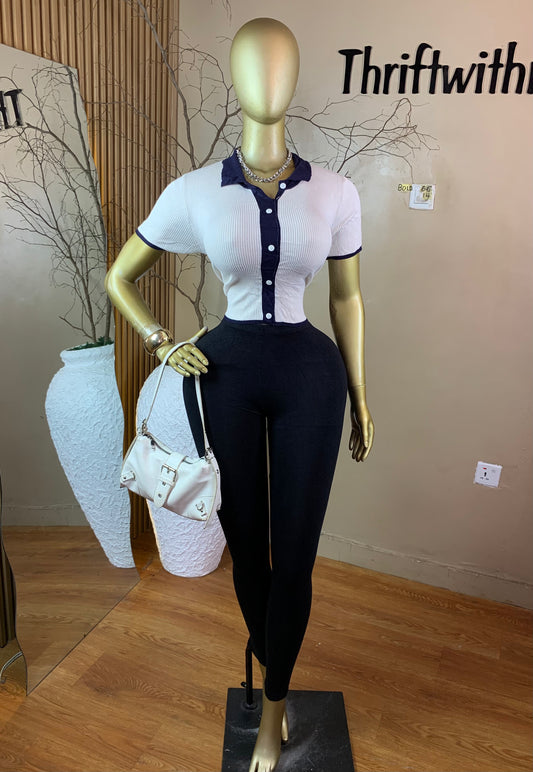 SIZE14 BOLD66 BLUE&WHITE TOP