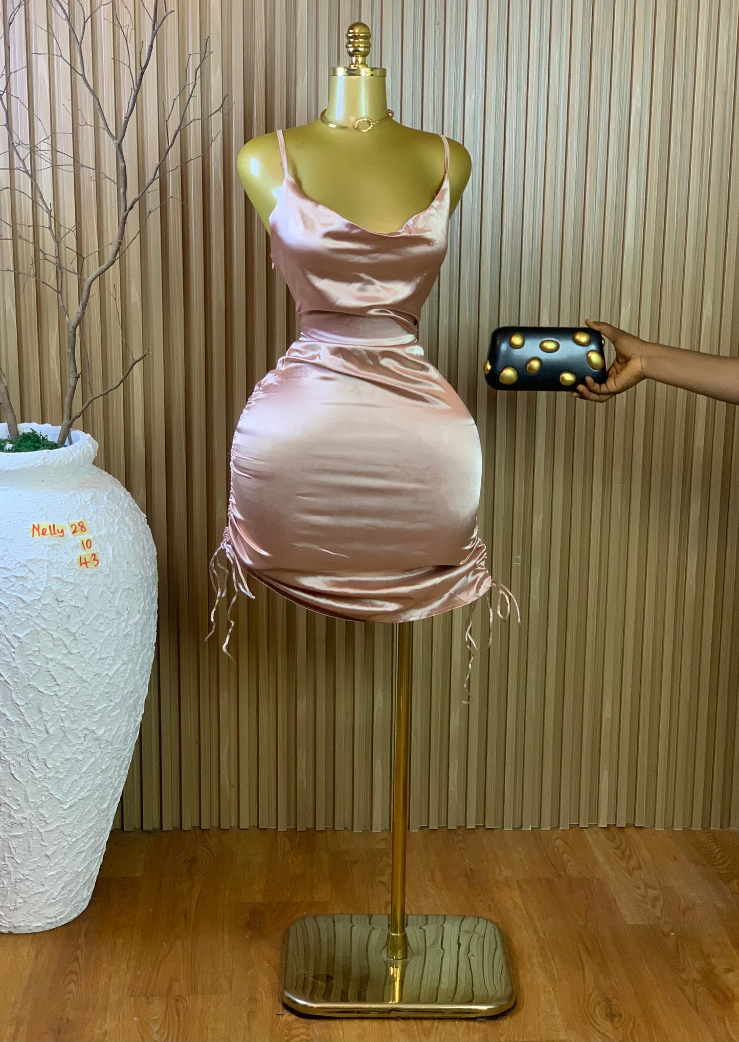 NELLY28 SIZE10 Length43 silk dress