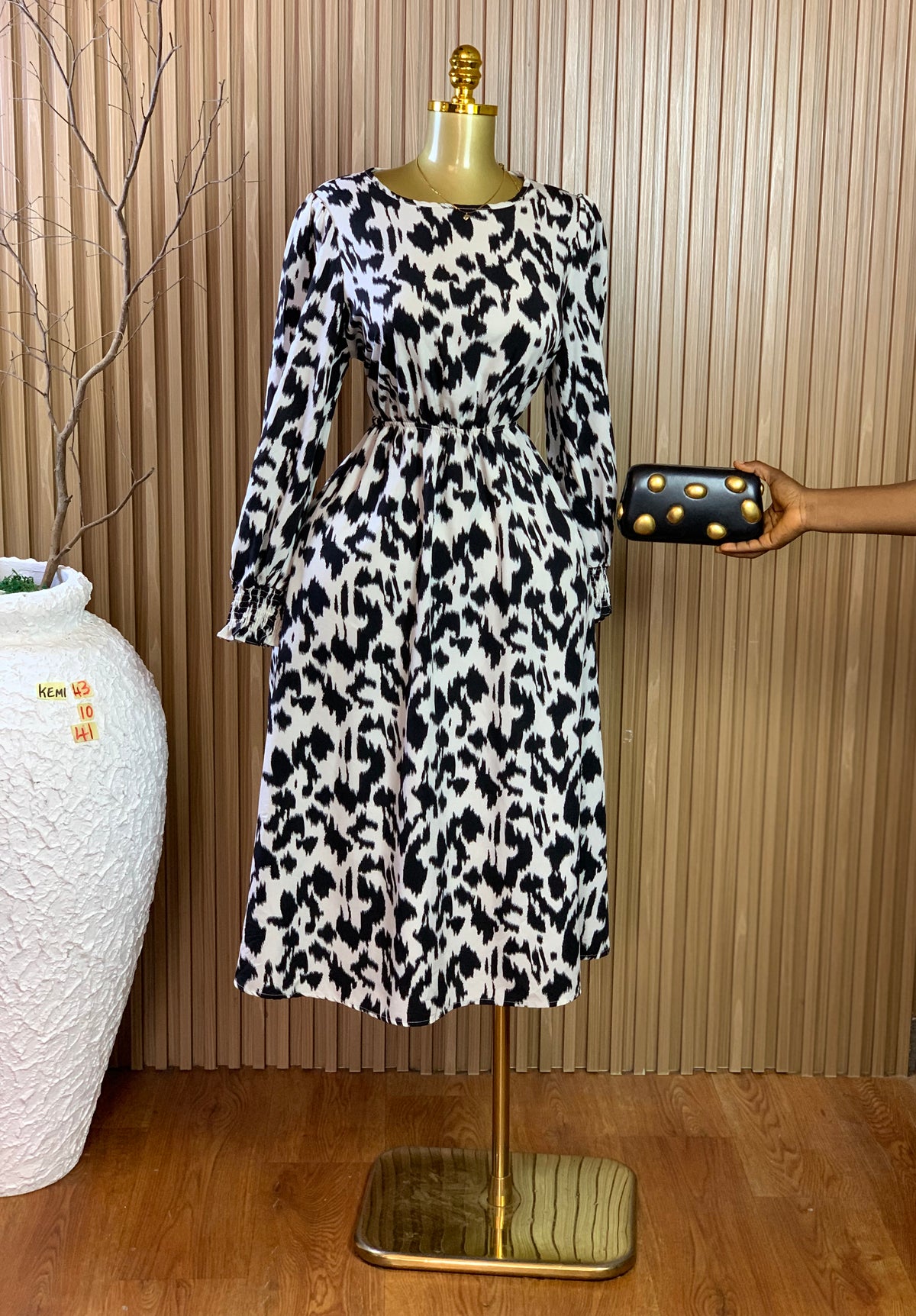 KEMI43 SIZE10 Length41 white&black dress