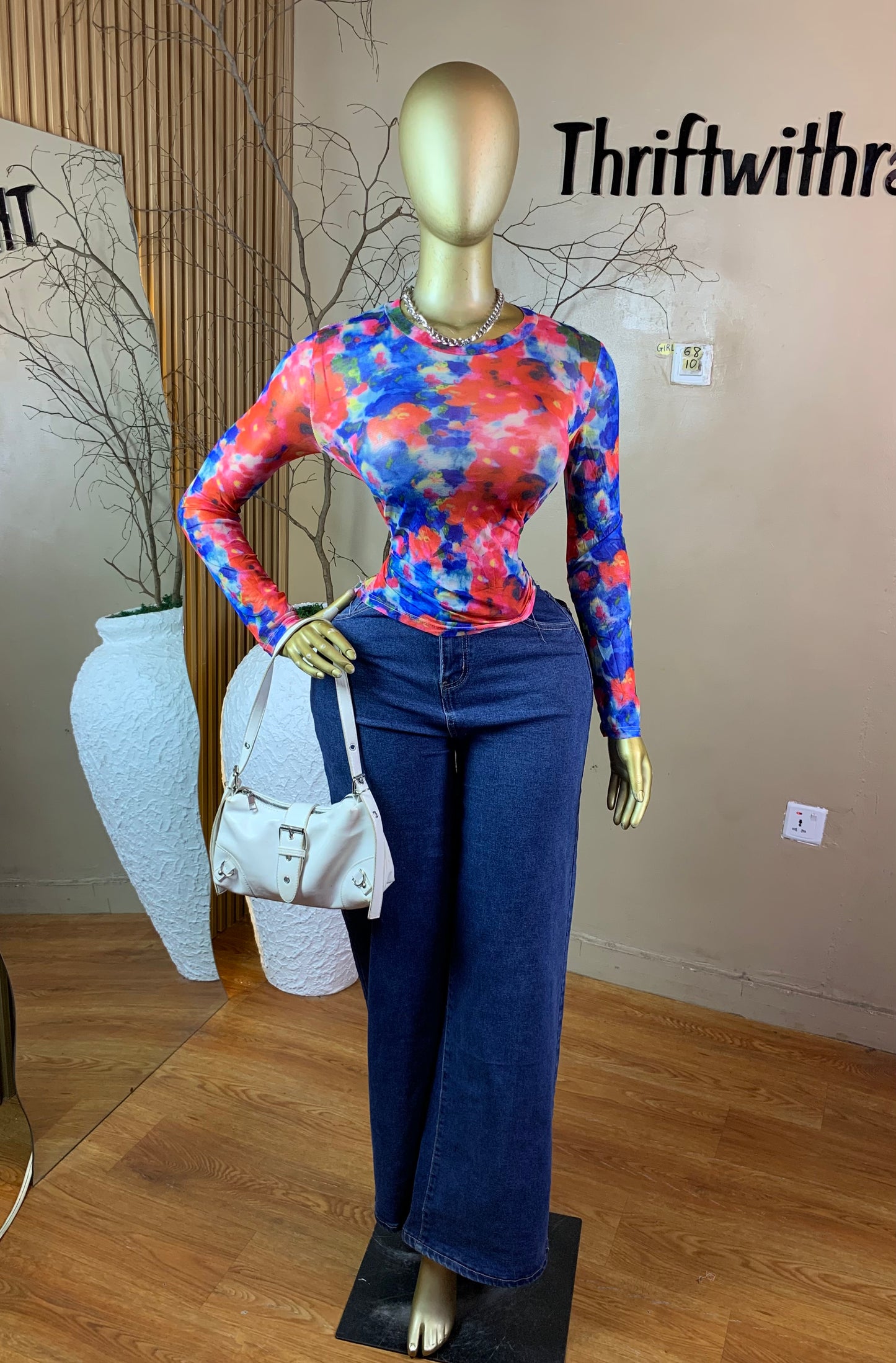 SIZE10 GIRL68 MULTI COLOR MESH TOP ONLY