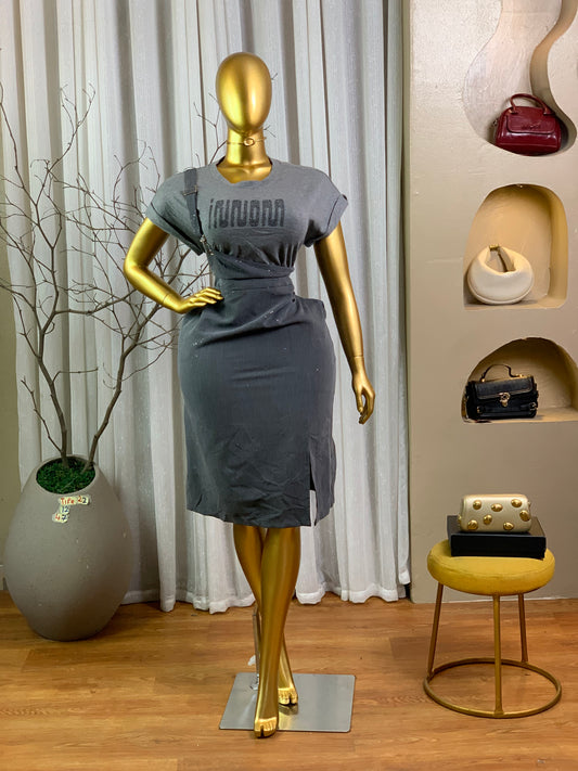 TIFE22 SIZE12 Dark grey DRESS Length47