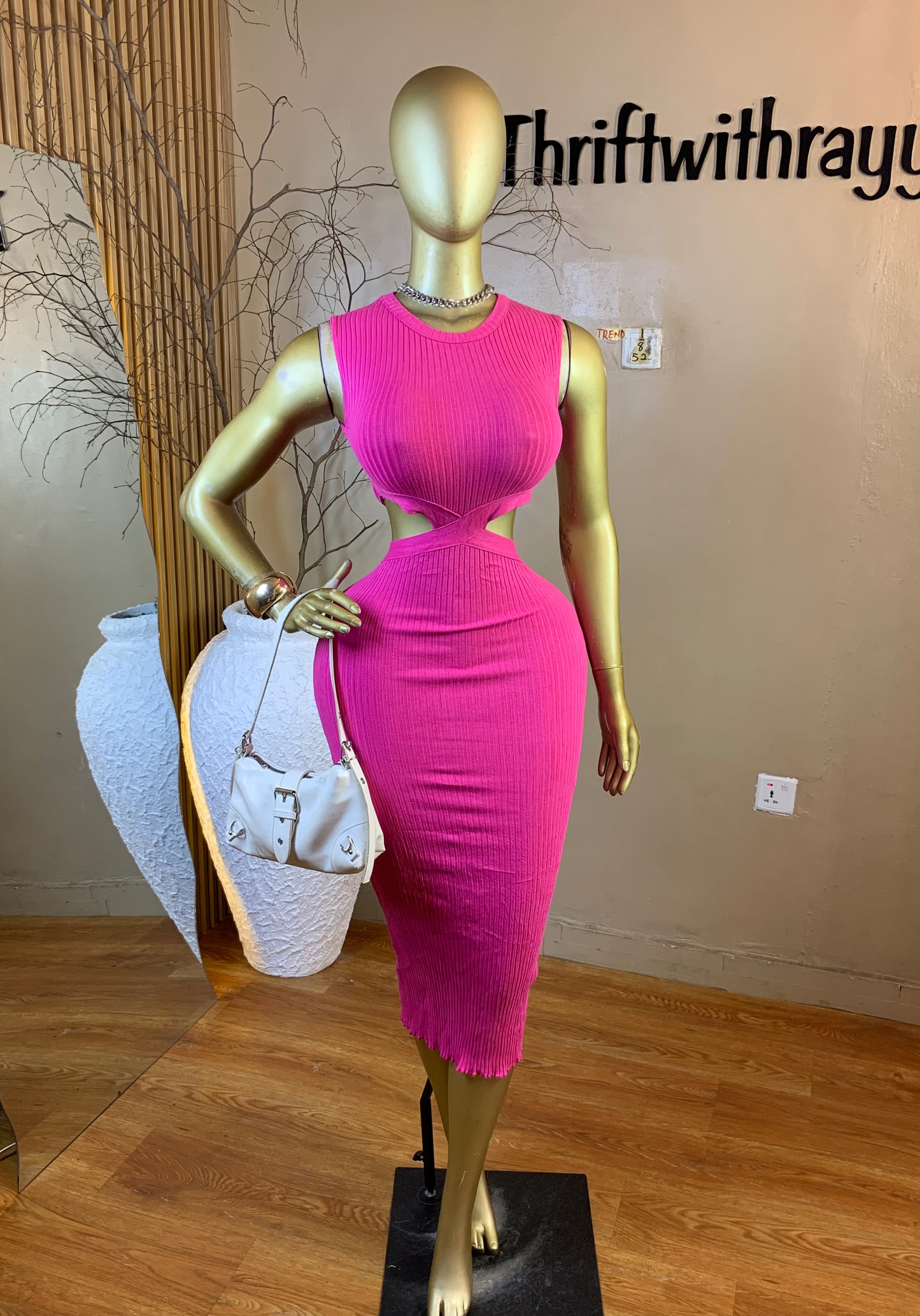 TREND1 SIZE8 Length52 pink bodycon dress