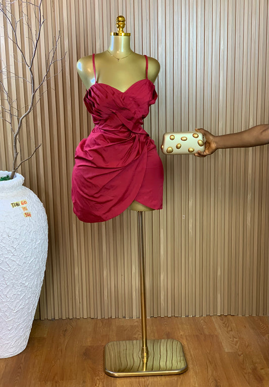 TOBI60 SIZE10 Length34 burgundy dress
