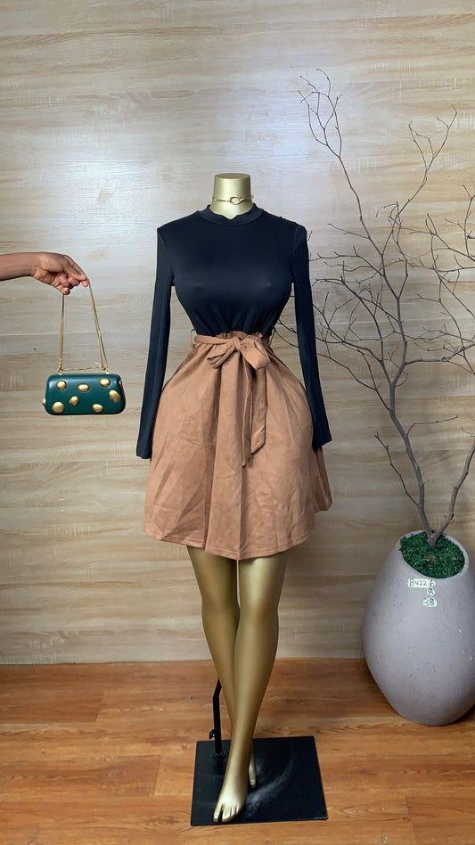 SIZE8 BUZZ6 Black&Brown DRESS Length38