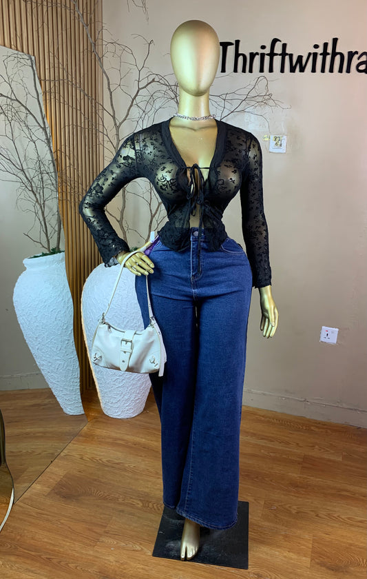 SIZE6 GIRL82 BLACK MESH TOP ONLY