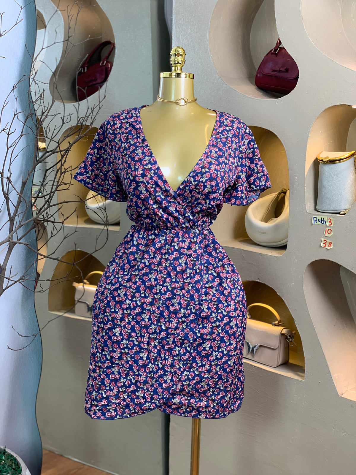 RUTH3 SIZE10 Floral DRESS Length38