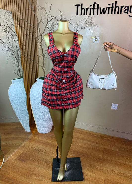 SIZE14 ALO20 RED&BLACK DRESS Length37