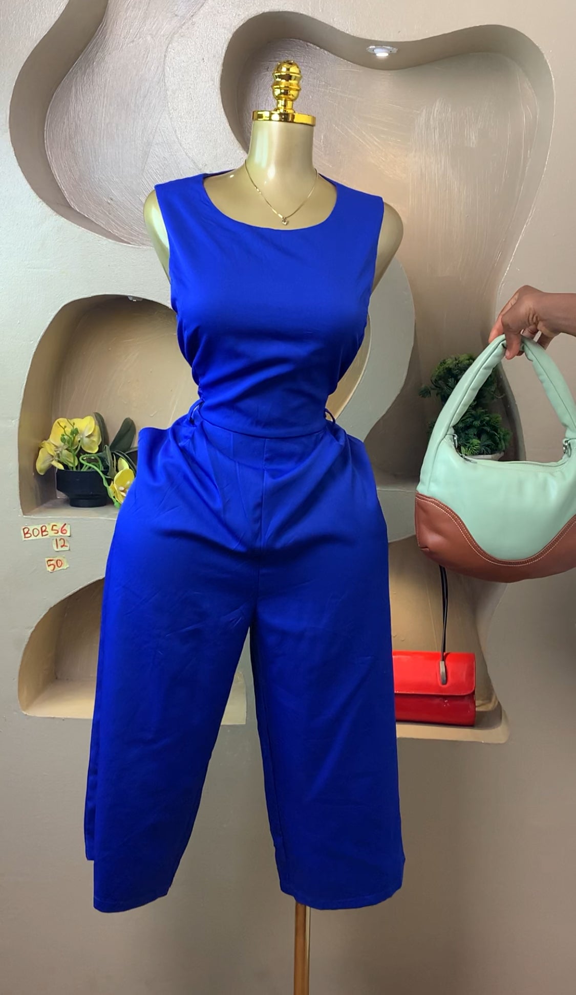 BOB56 SIZE12 Blue jumpsuit Length50