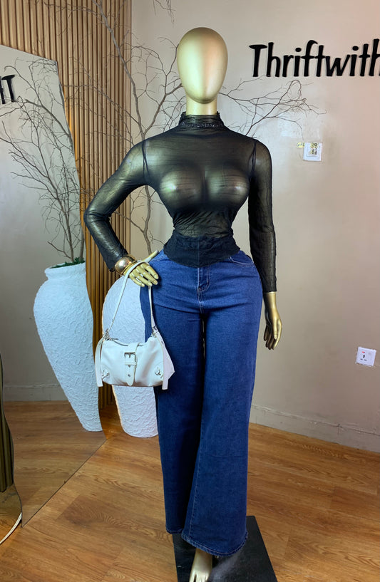 SIZE8 GIRL39 BLACK MESH TOP ONLY