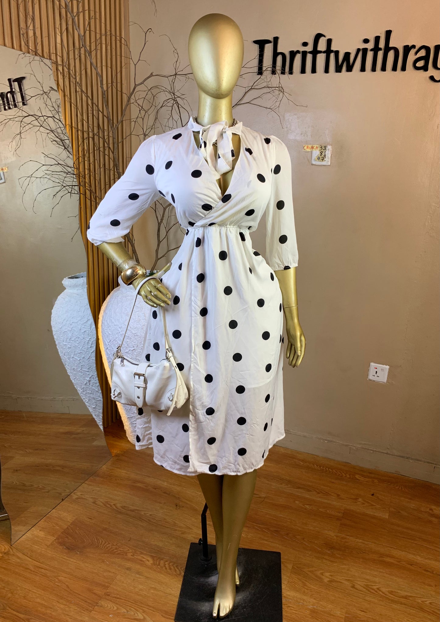 CRUNCH33 SIZE8 Length47 white&black dress