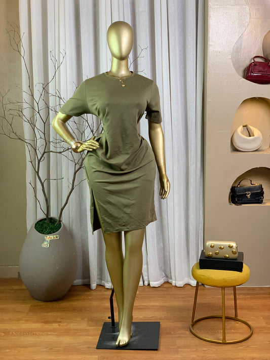 TIFE44 SIZE16 Olive green DRESS Length45