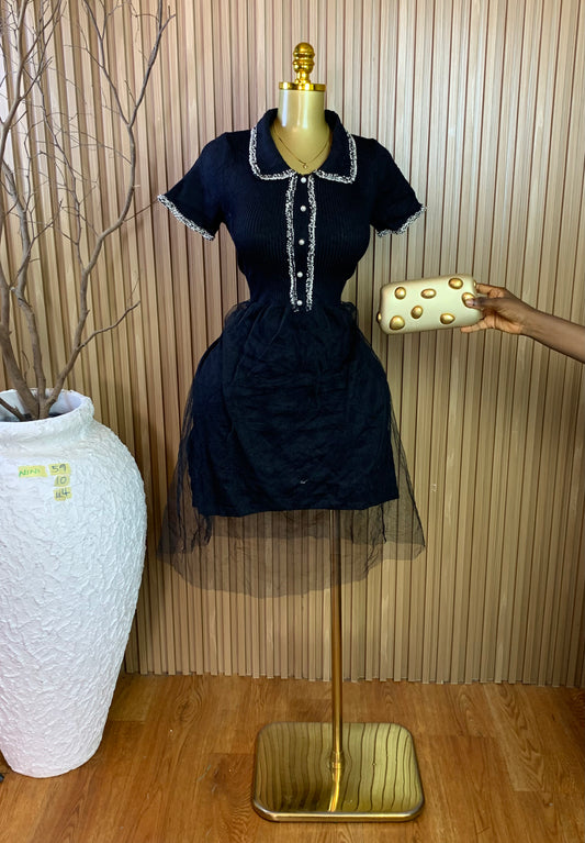 NINI59 SIZE10 Length44 black dress
