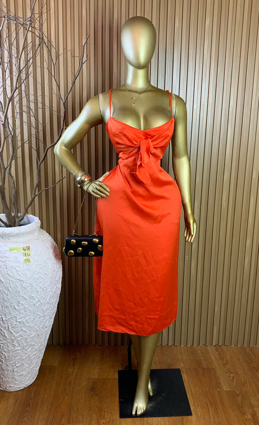 NINI67 SIZE16 Length50 orange party dress