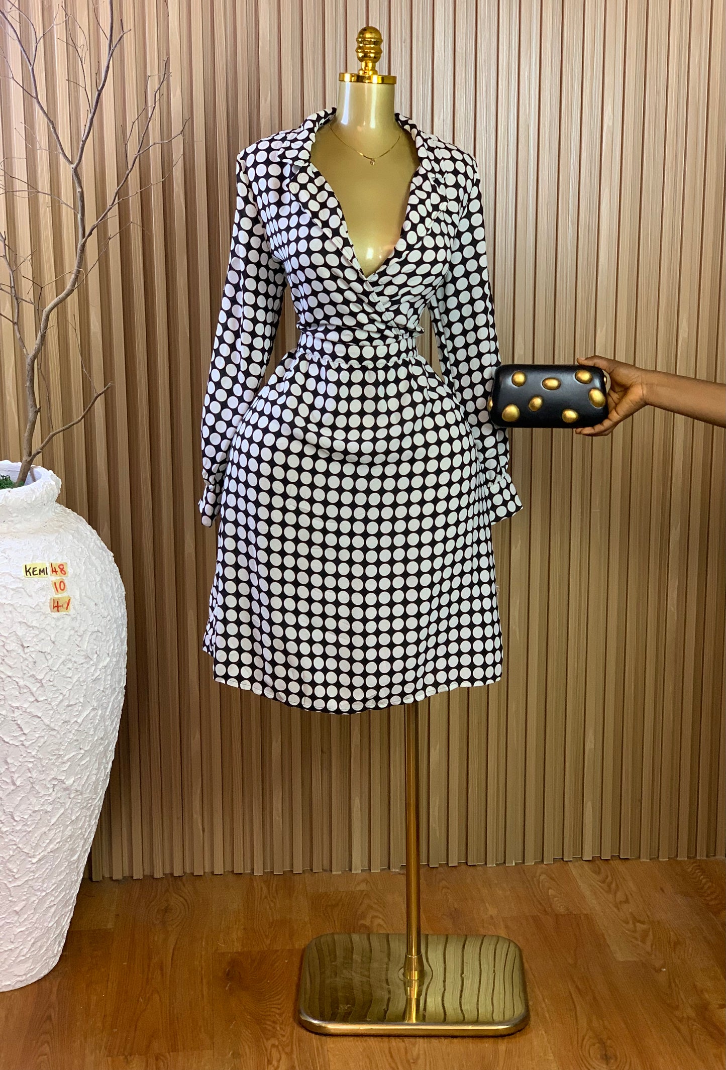 KEMI48 SIZE10 Length41 white&black dress