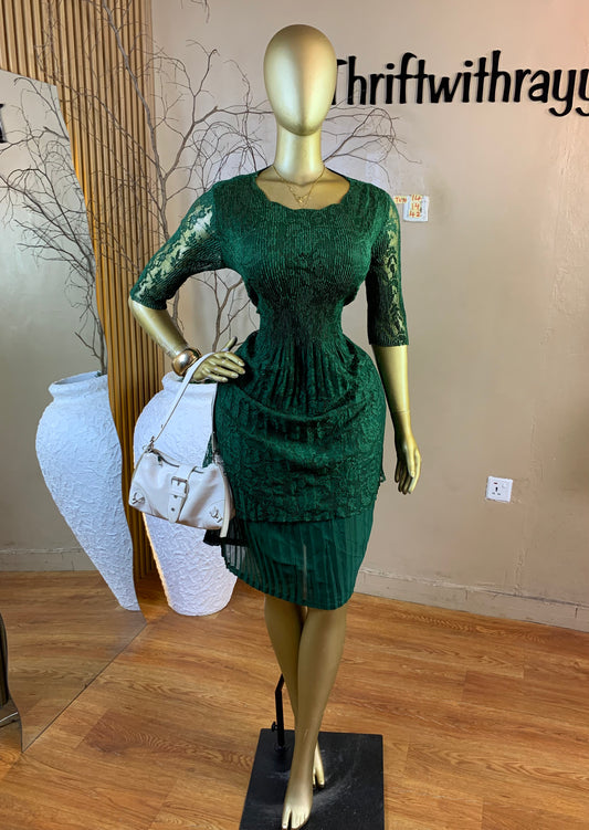 TOYO14 SIZE14 Length41 green dress