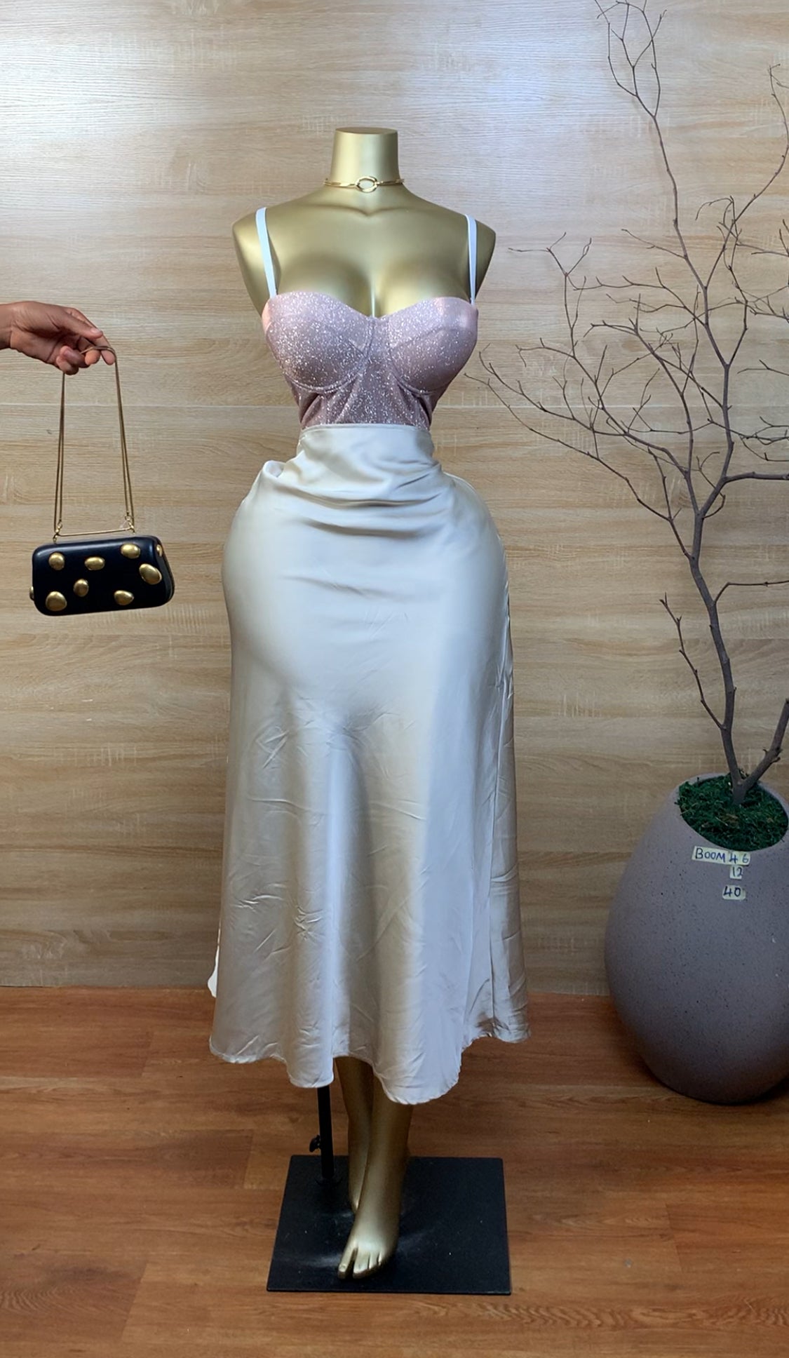 SIZE12 BOOM46 Cream Skirt Length40