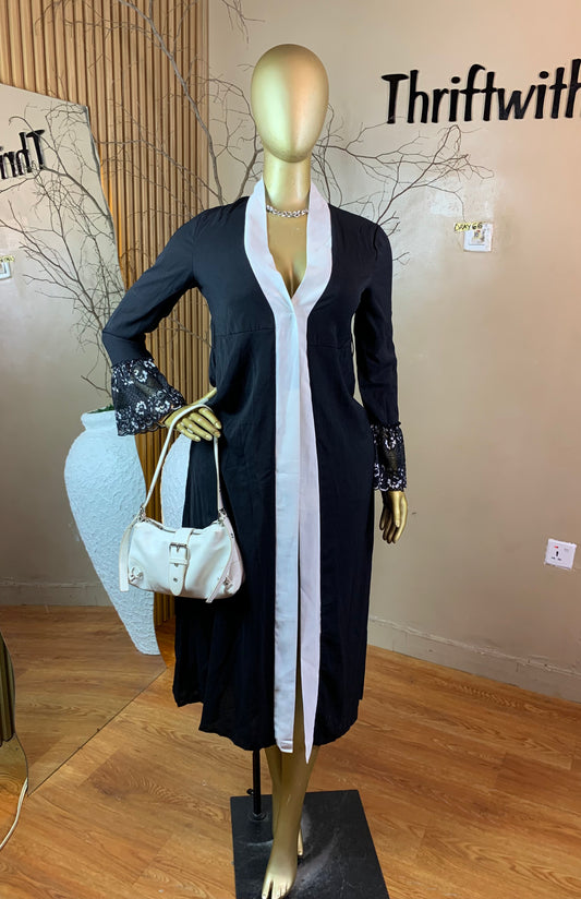 SIZE10 DRAY66 WHITE&BLACK KIMONO