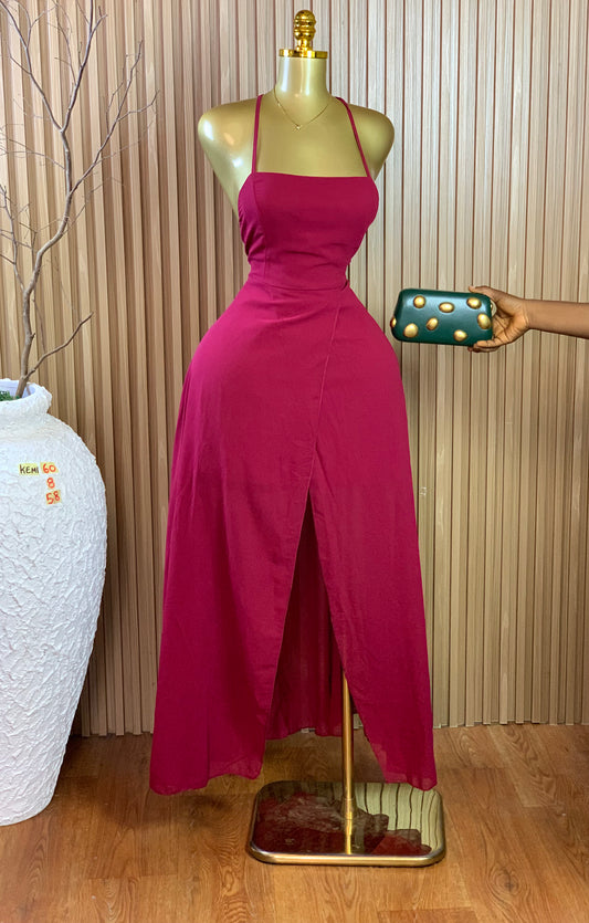 KEMI60 SIZE8 Length58 burgundy dress