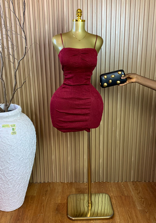 NINI17 SIZE8 Length35 burgundy dress
