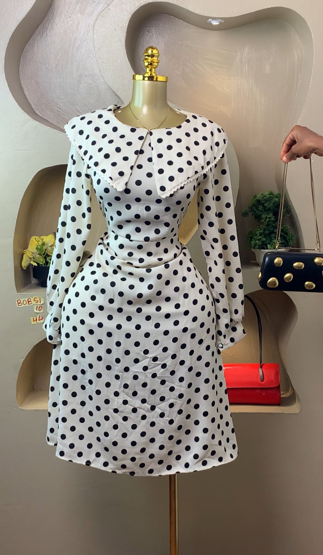 BOB51 SIZE10 Polka dot DRESS Length44