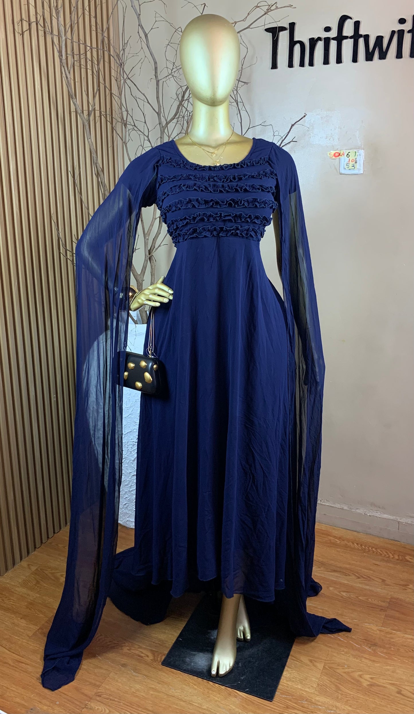 SOLA61 SIZE10 Length53 navy blue dress