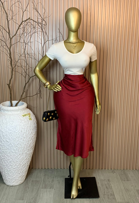 DEBBY19 SIZE10 Length33 burgundy silk skirt only