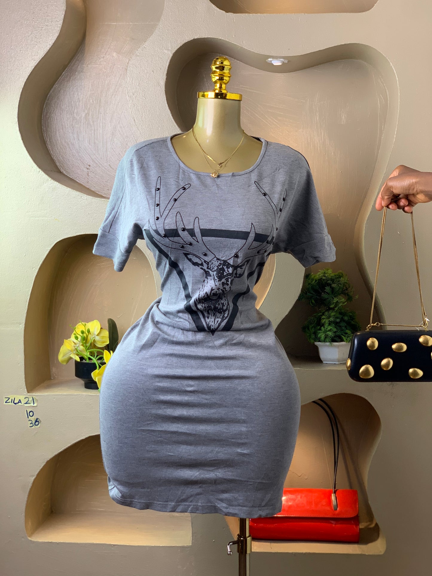 ZILA21 GREY DRESS SIZE10 Length36
